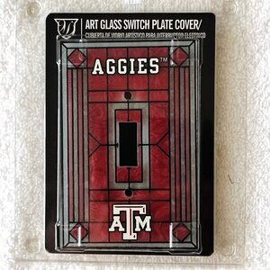 Texas A&M Decor Art Glass Unique Hand Painted Light Switch Cover